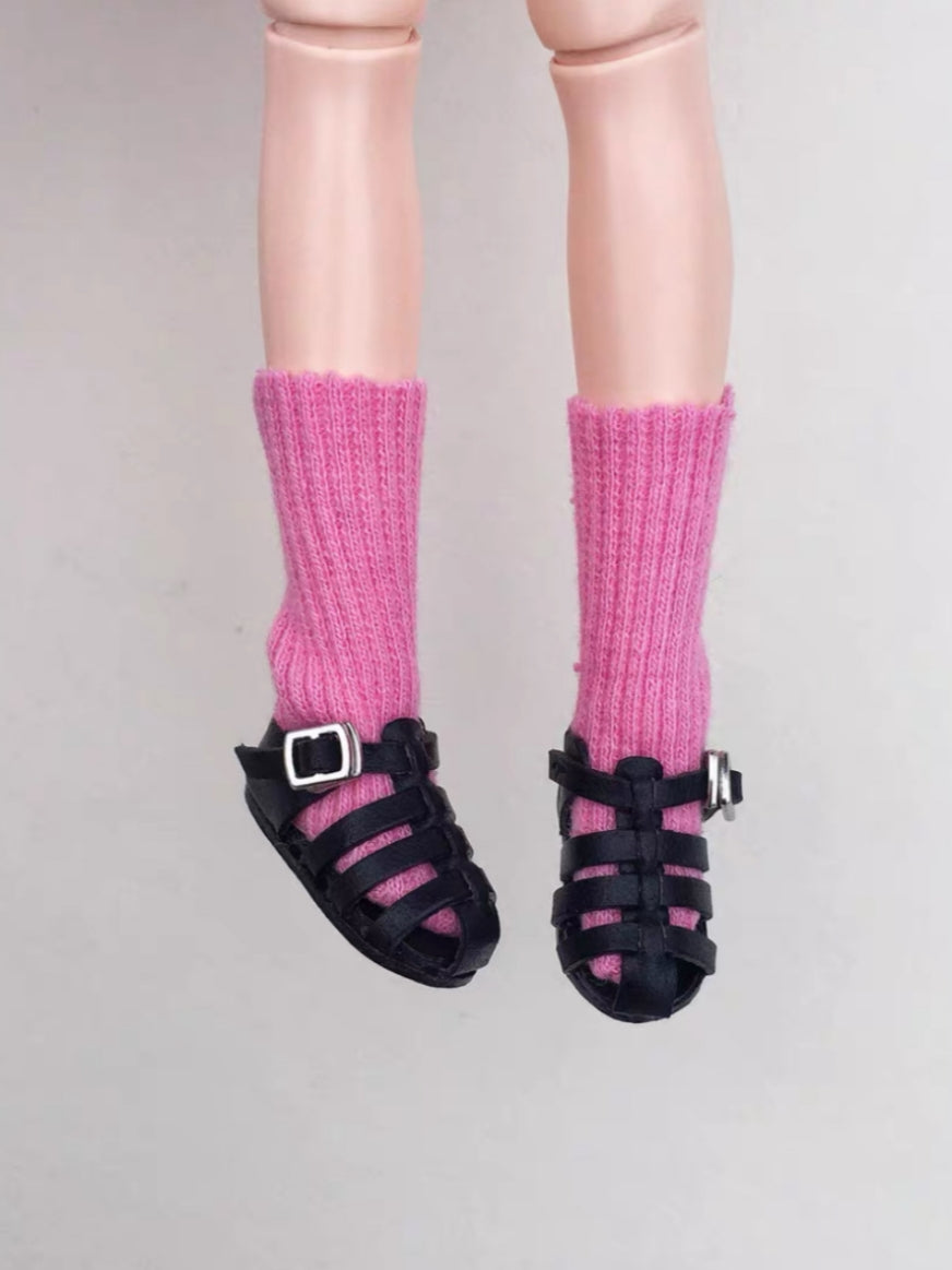 Leather Fisherman Blythe Sandals - Handmade Doll Shoes - ToastDoll