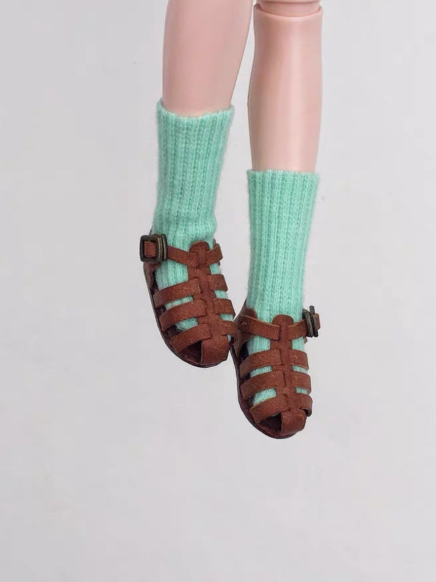 Leather Fisherman Blythe Sandals - Handmade Doll Shoes - ToastDoll