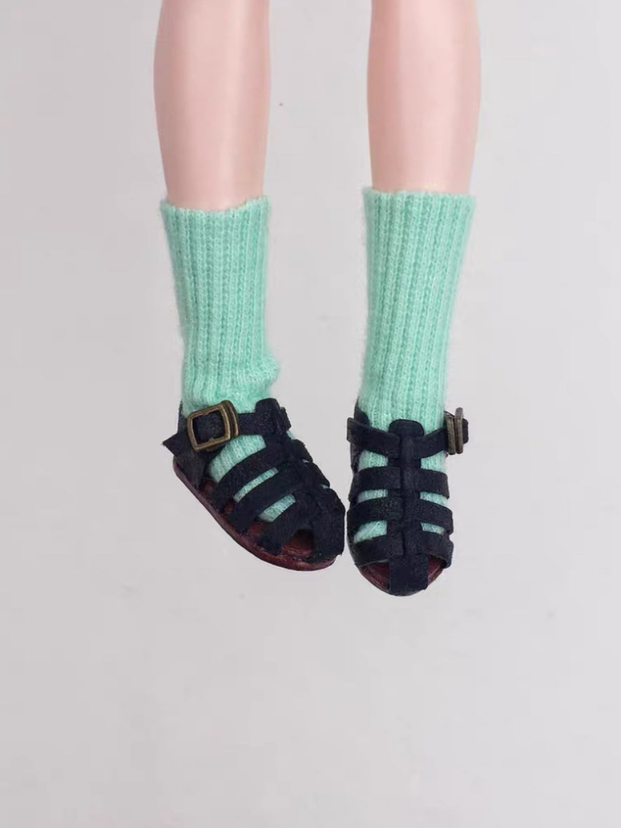 Leather Fisherman Blythe Sandals - Handmade Doll Shoes - ToastDoll