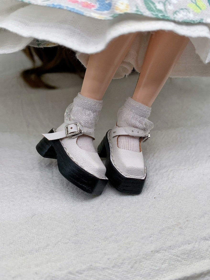 Square Toe Chunky Platform Blythe Mary Janes-Handmade Shoes -ToastDoll