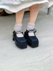 Square Toe Chunky Platform Blythe Mary Janes-Handmade Shoes -ToastDoll
