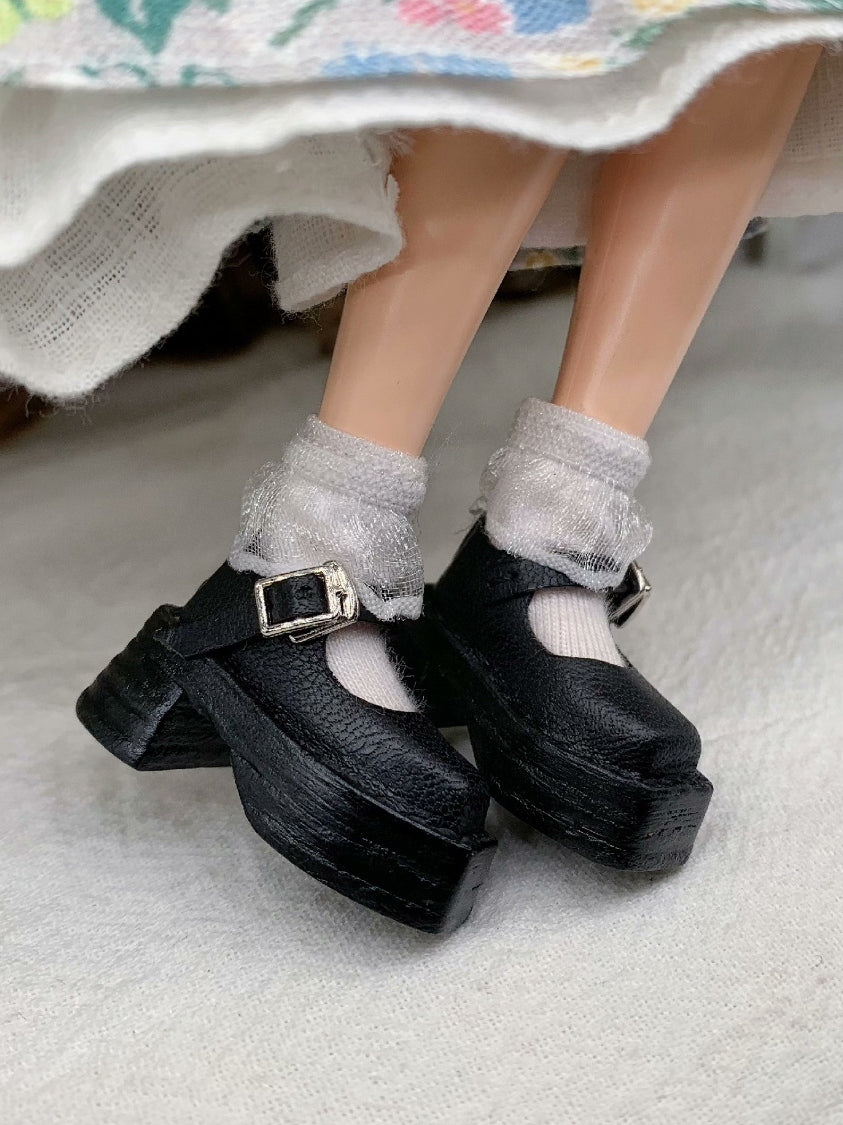 Square Toe Chunky Platform Blythe Mary Janes-Handmade Shoes -ToastDoll