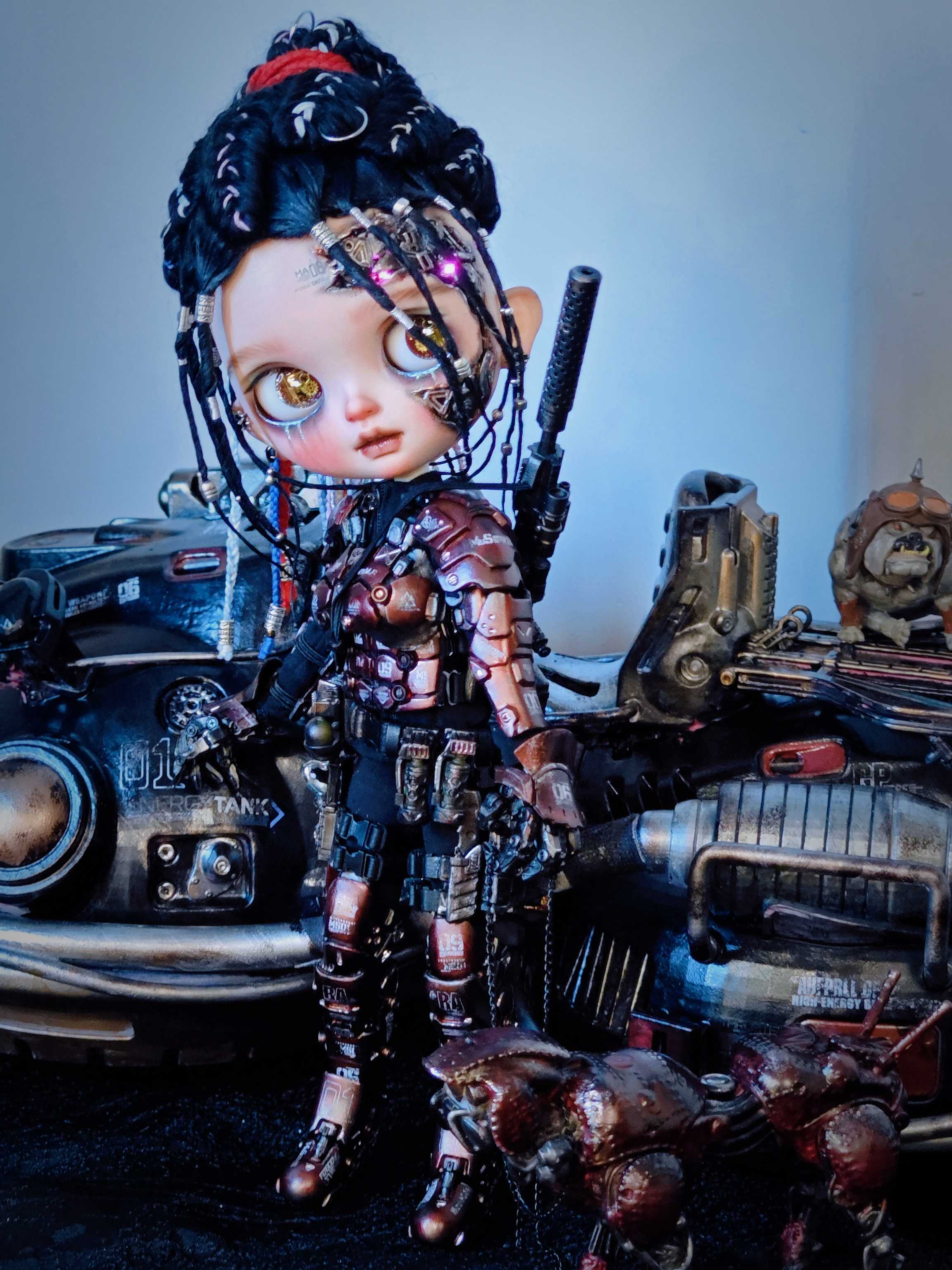 OOAK Custom Blythe Doll For Commission, Cyberpunk Mech Maiden