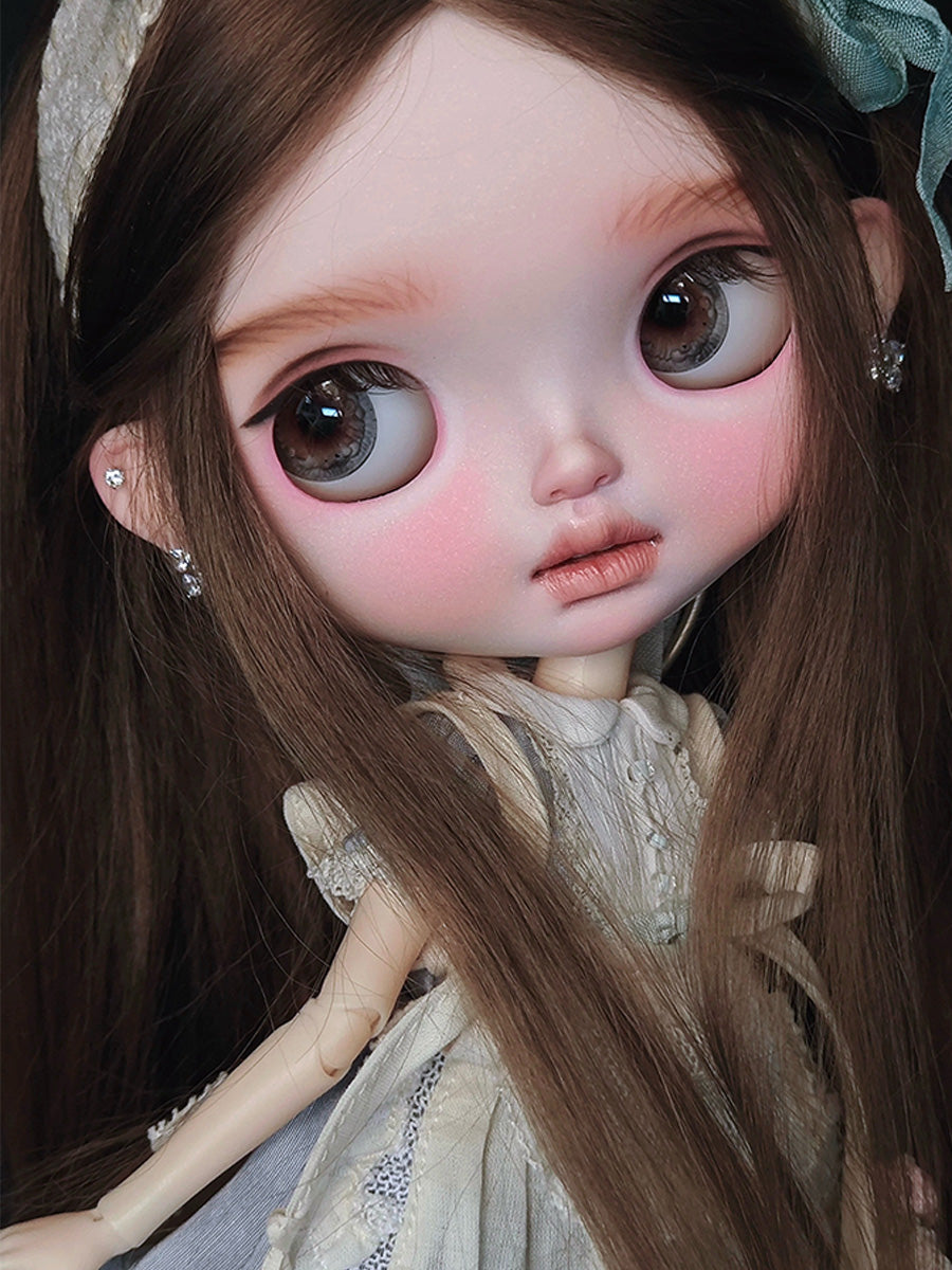Vanille Custom Blythe OOAK Eyelids Face Up Detail | ToastDoll