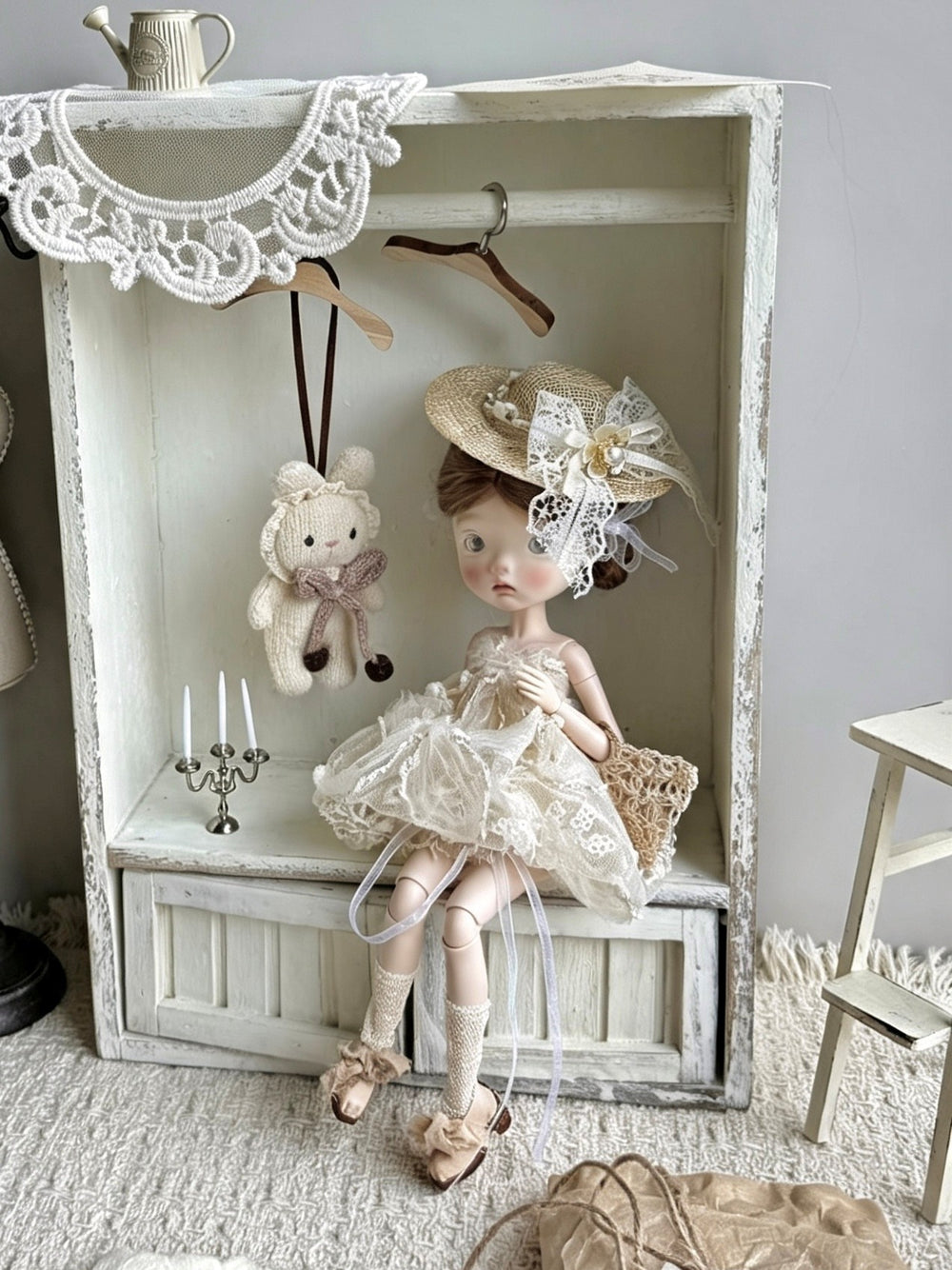 Lace Floral Blythe 1/6 BJD Outfit On BJD Doll Display | ToastDoll