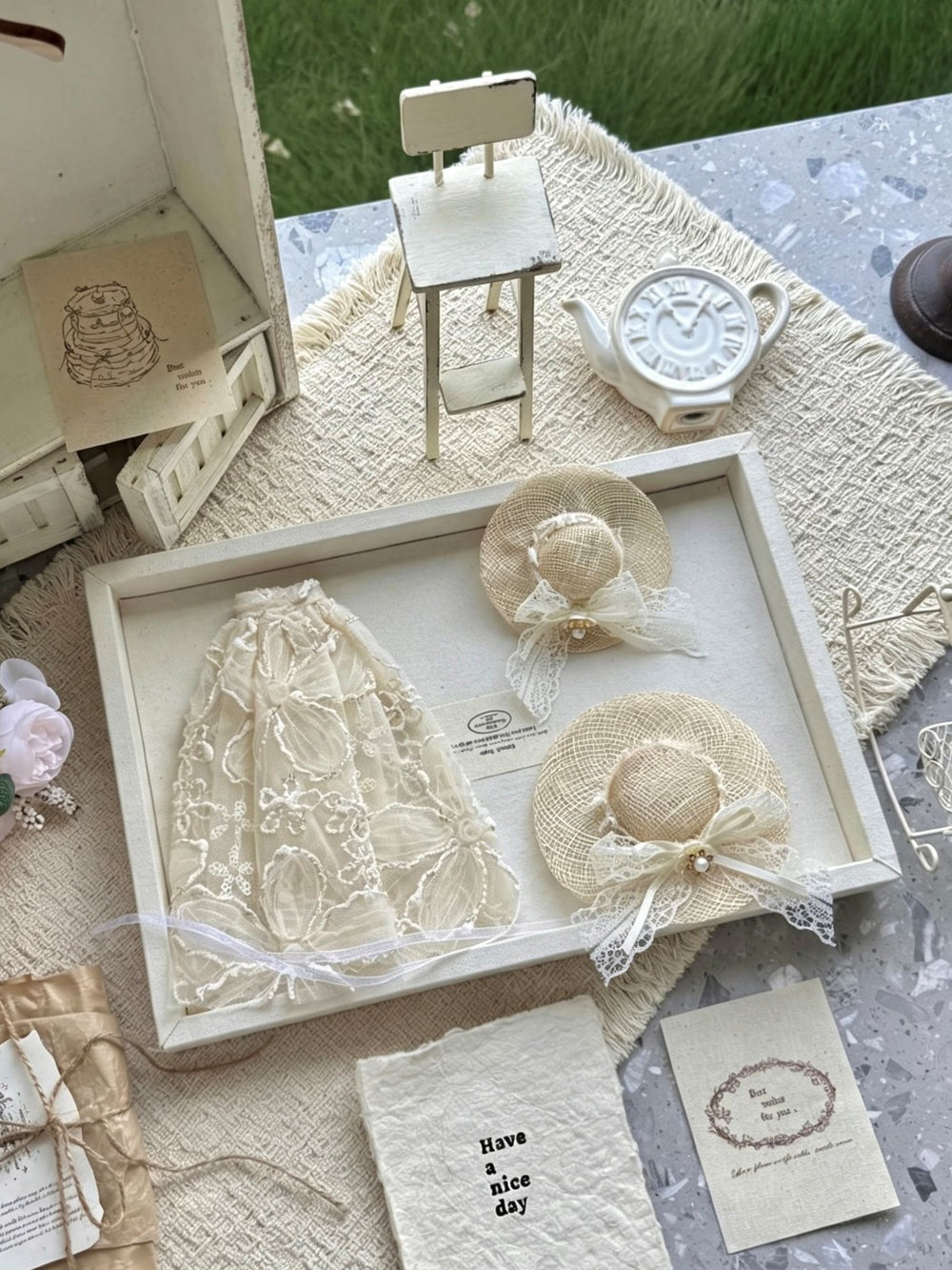 Lace Floral Blythe 1/6 BJD Outfit Flat Lay | ToastDoll