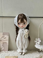 White Satin Lace Blythe BJD Outfit - Handmade Doll Clothes - ToastDoll