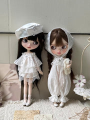 White Satin Lace Blythe BJD Outfit - Handmade Doll Clothes - ToastDoll