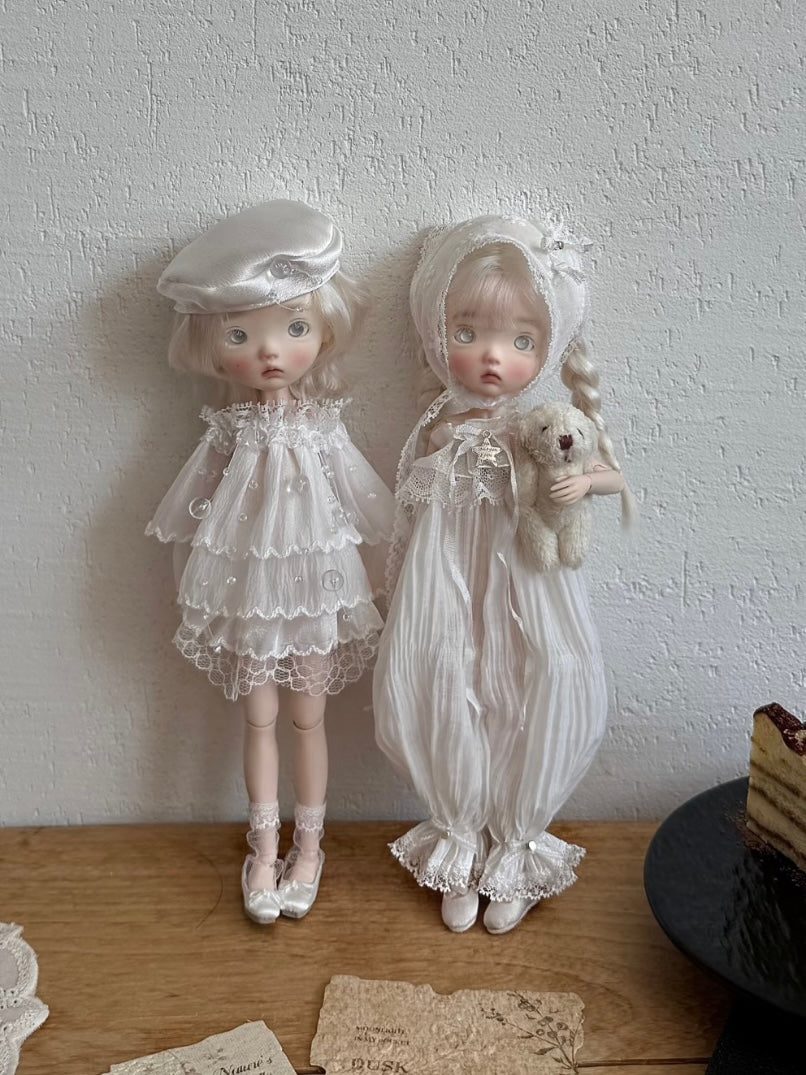 White Satin Lace Blythe BJD Outfit - Handmade Doll Clothes - ToastDoll