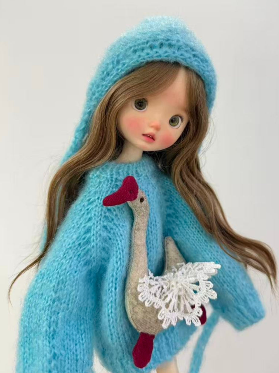 Blue Mohair Swan Blythe BJD Knitwear | ToastDoll