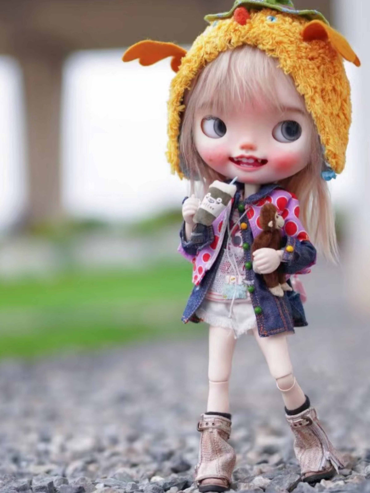 Handmade Shoes for Blythe/ Ob24/ Ob22/ BJD/GSC, Distressed 2 in 1 Boots