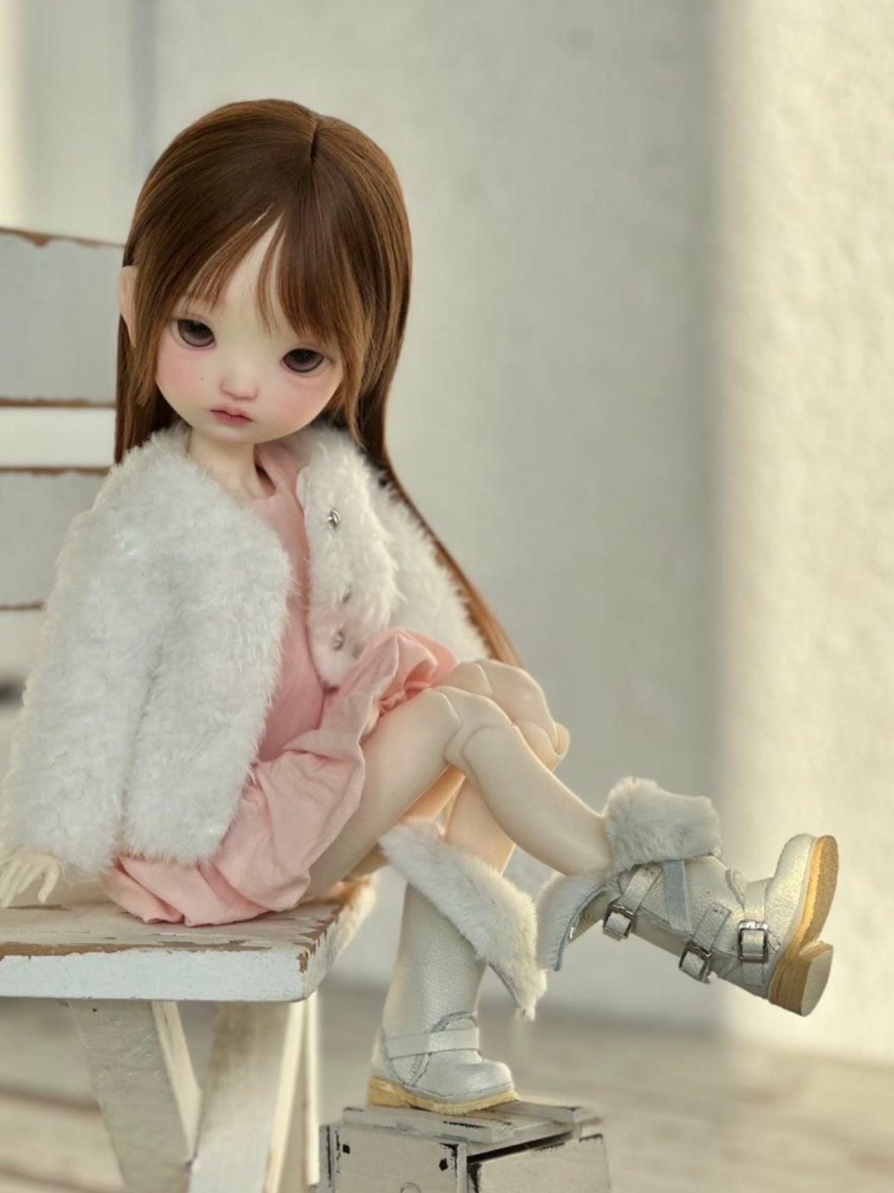 Handmade Shoes for Blythe/Obitsu, Multi Way Adjustable Shearling Boots