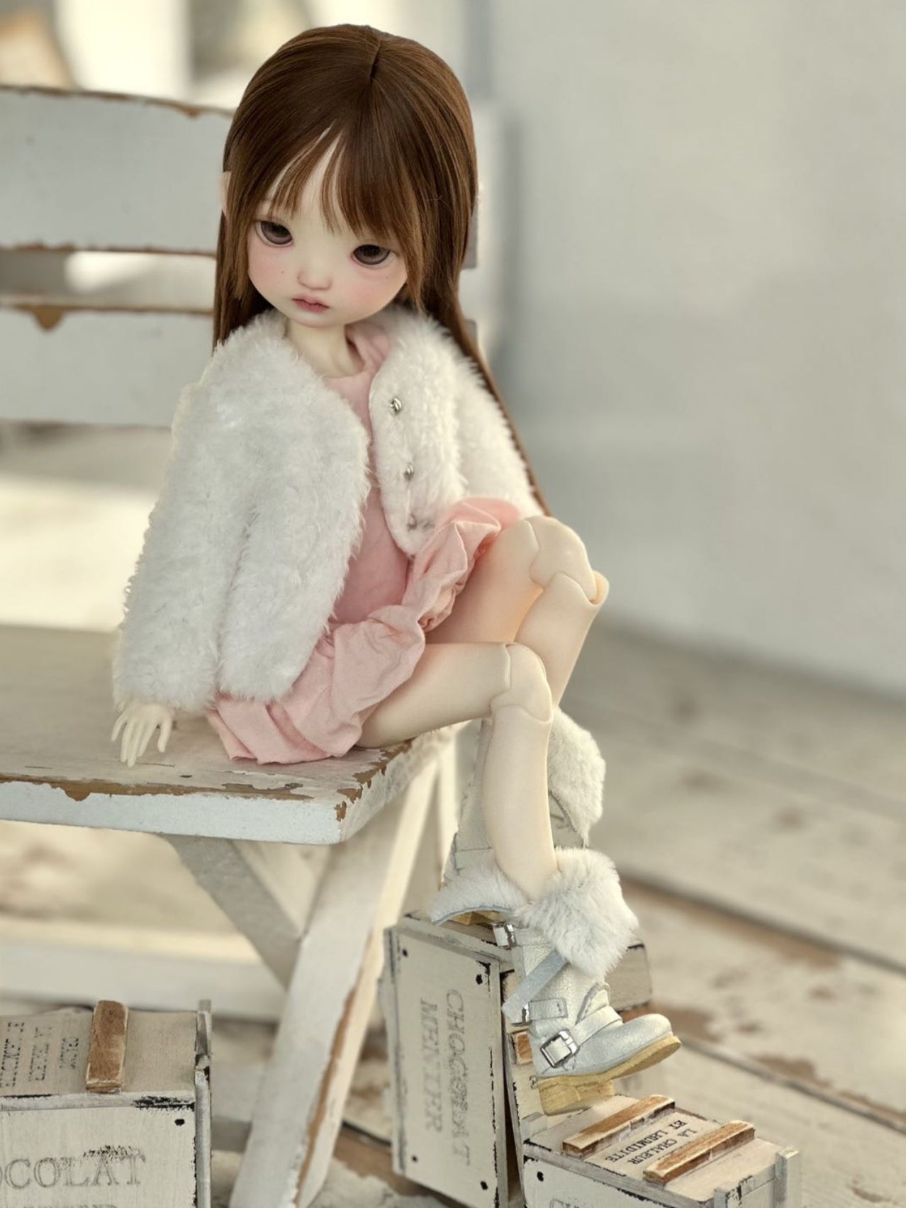 Handmade Shoes for Blythe/Obitsu, Multi Way Adjustable Shearling Boots