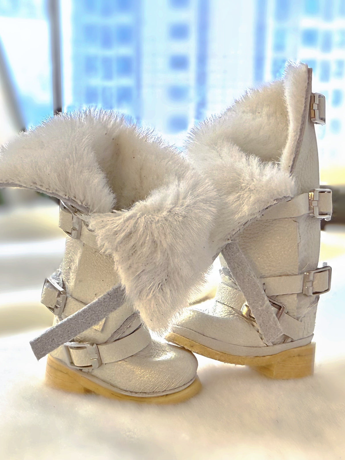 Handmade Shoes for Blythe/Obitsu, Multi Way Adjustable Shearling Boots