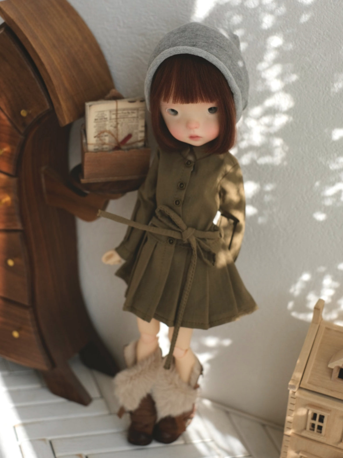 Handmade Shoes for Blythe/Obitsu, Multi Way Adjustable Shearling Boots