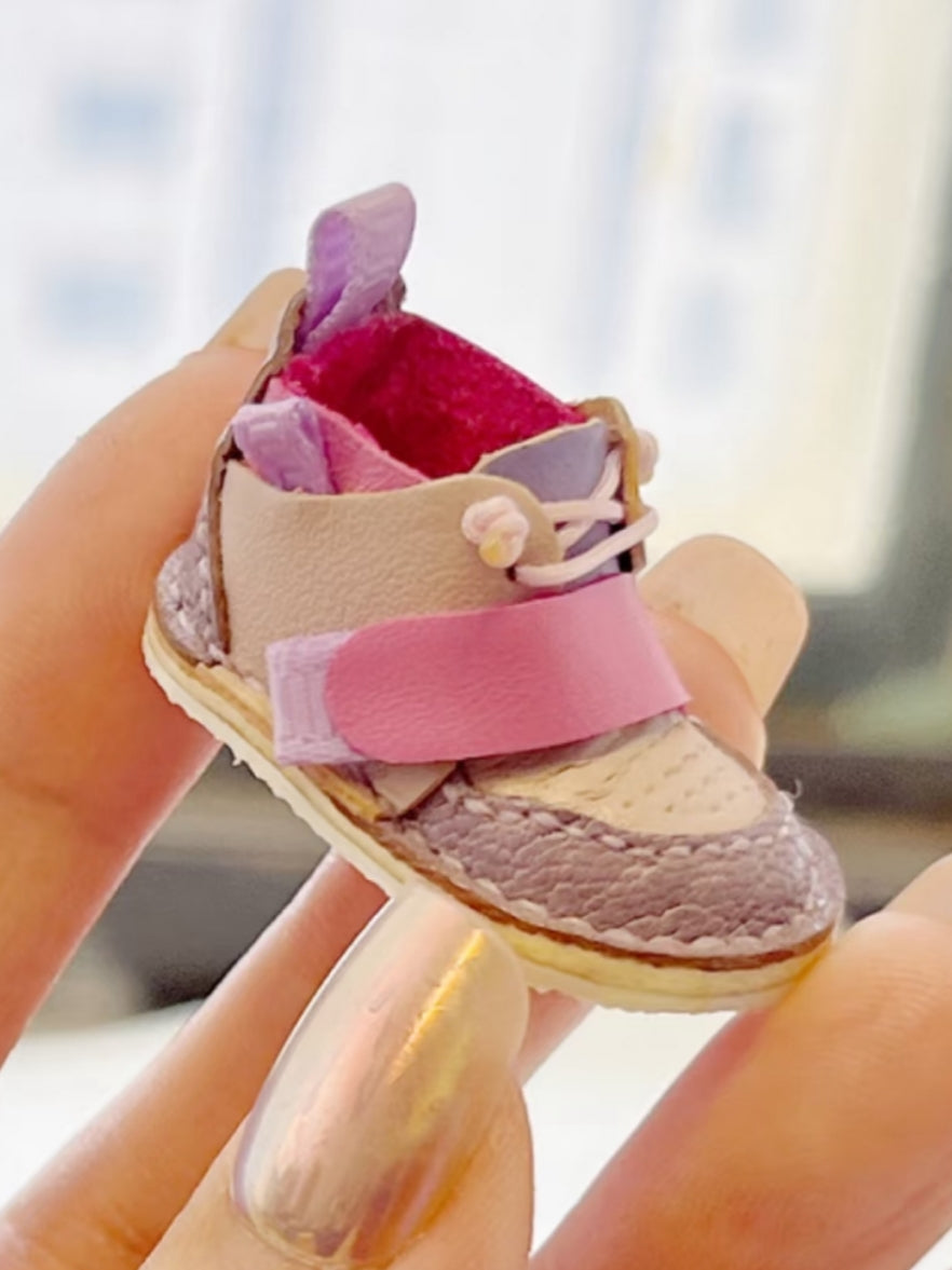 Multi-Color Cowhide Blythe Ob11 Pink-Purple Colorblock Sneakers | ToastDoll
