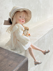 Retro Roman Leather Blythe OB11 Sandals - Handmade Doll Shoes - ToastDoll