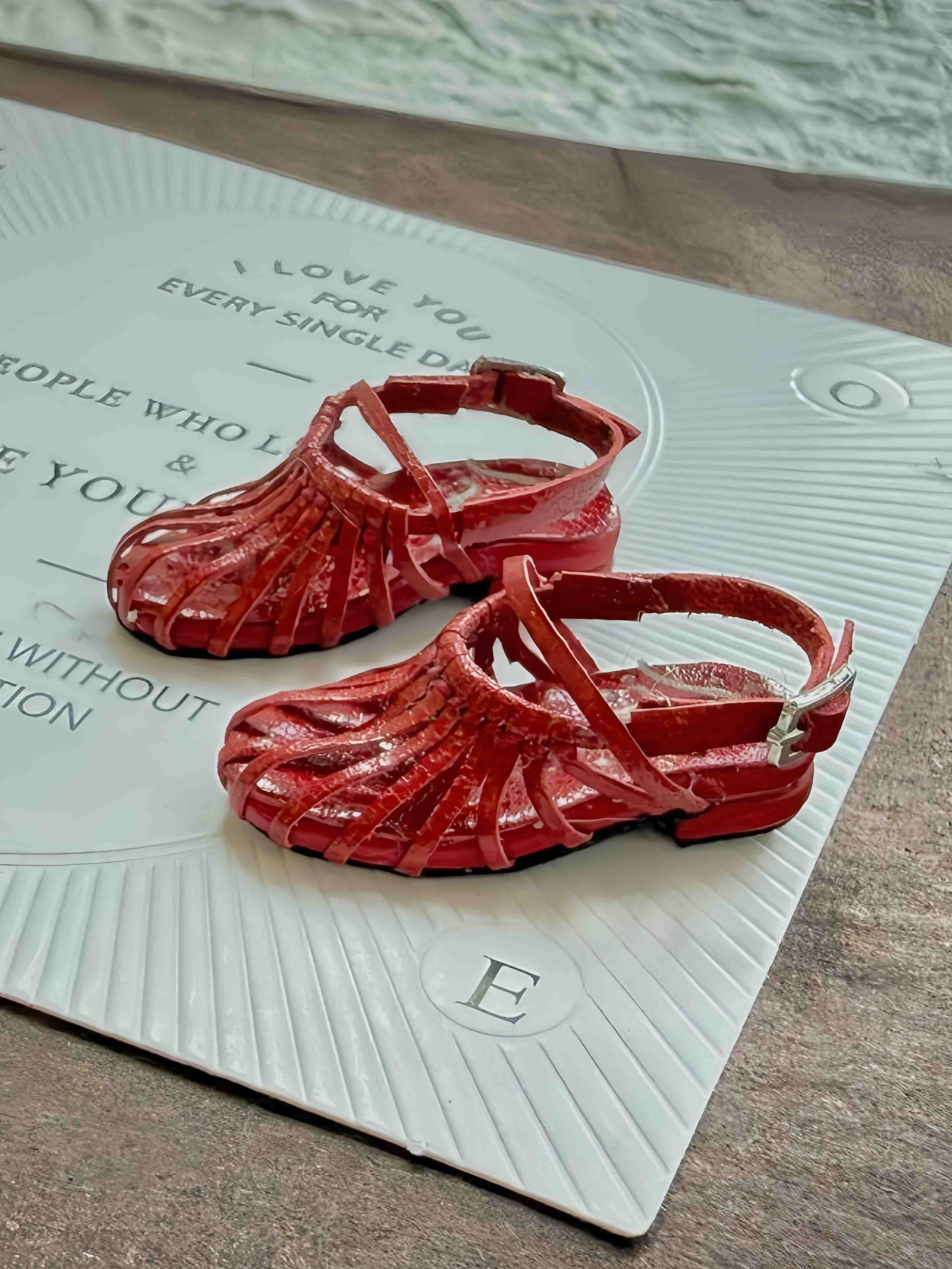 Retro Roman Leather Blythe OB11 Sandals - Handmade Doll Shoes - ToastDoll