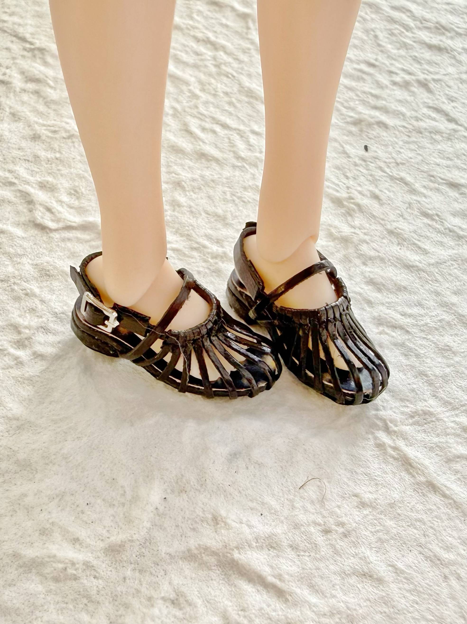 Retro Roman Leather Blythe OB11 Sandals - Handmade Doll Shoes - ToastDoll