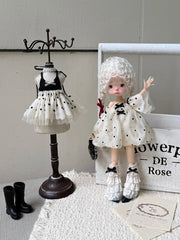 Chic Polka Dot Tulle Blythe 1/6 BJD Outfit On Doll Display | ToastDoll