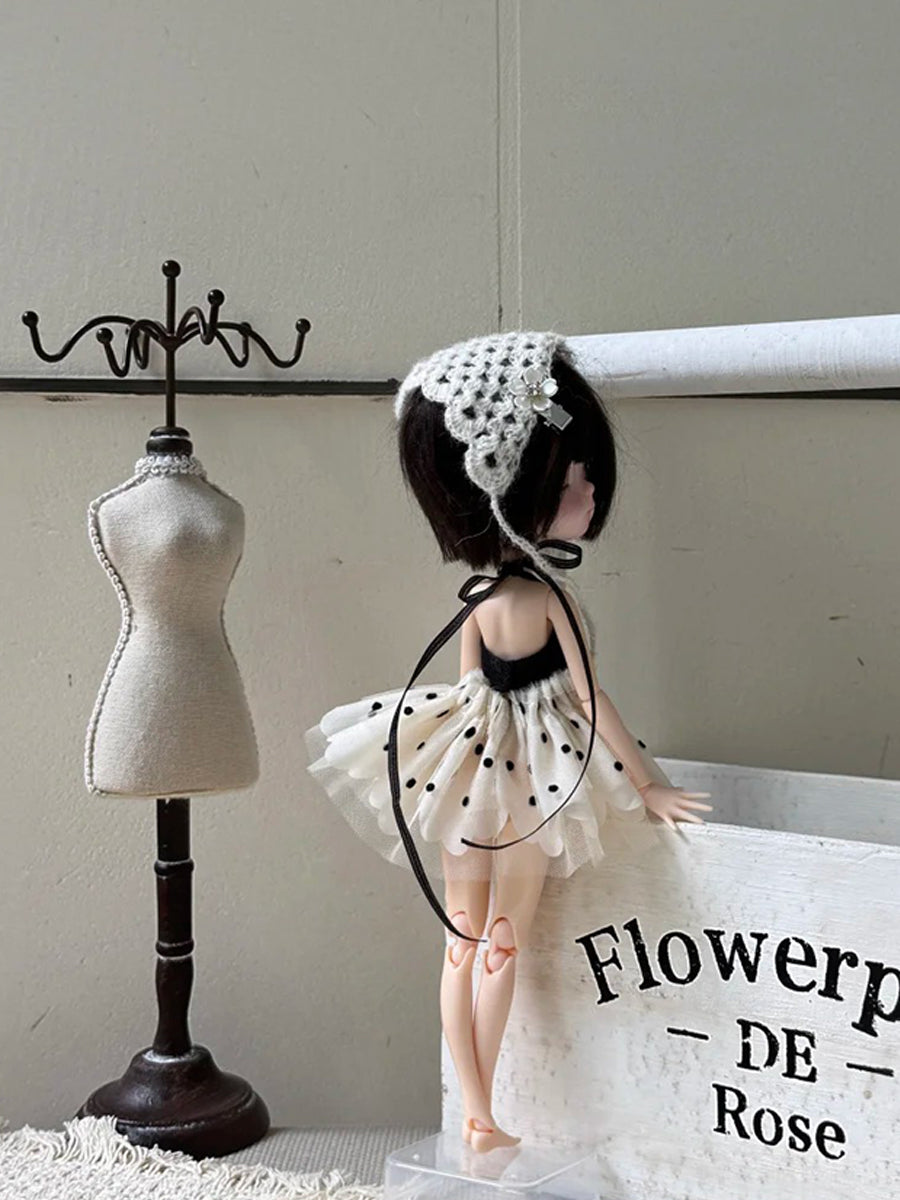 Chic Polka Dot Tulle Blythe 1/6 BJD Outfit Full Body View | ToastDoll