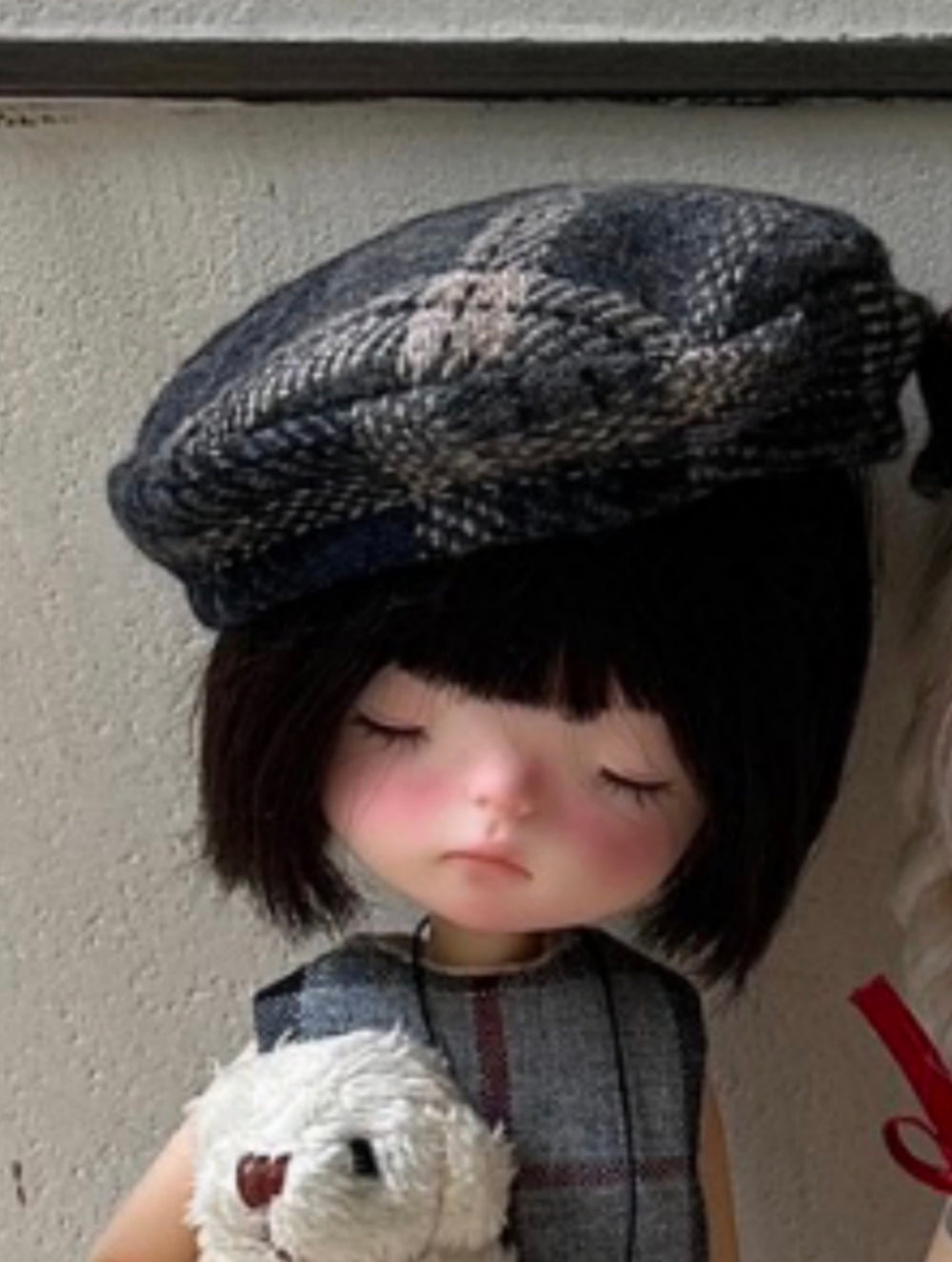 Vintage Check Preppy 1/6 BJD Outfit  Grey Beret | ToastDoll