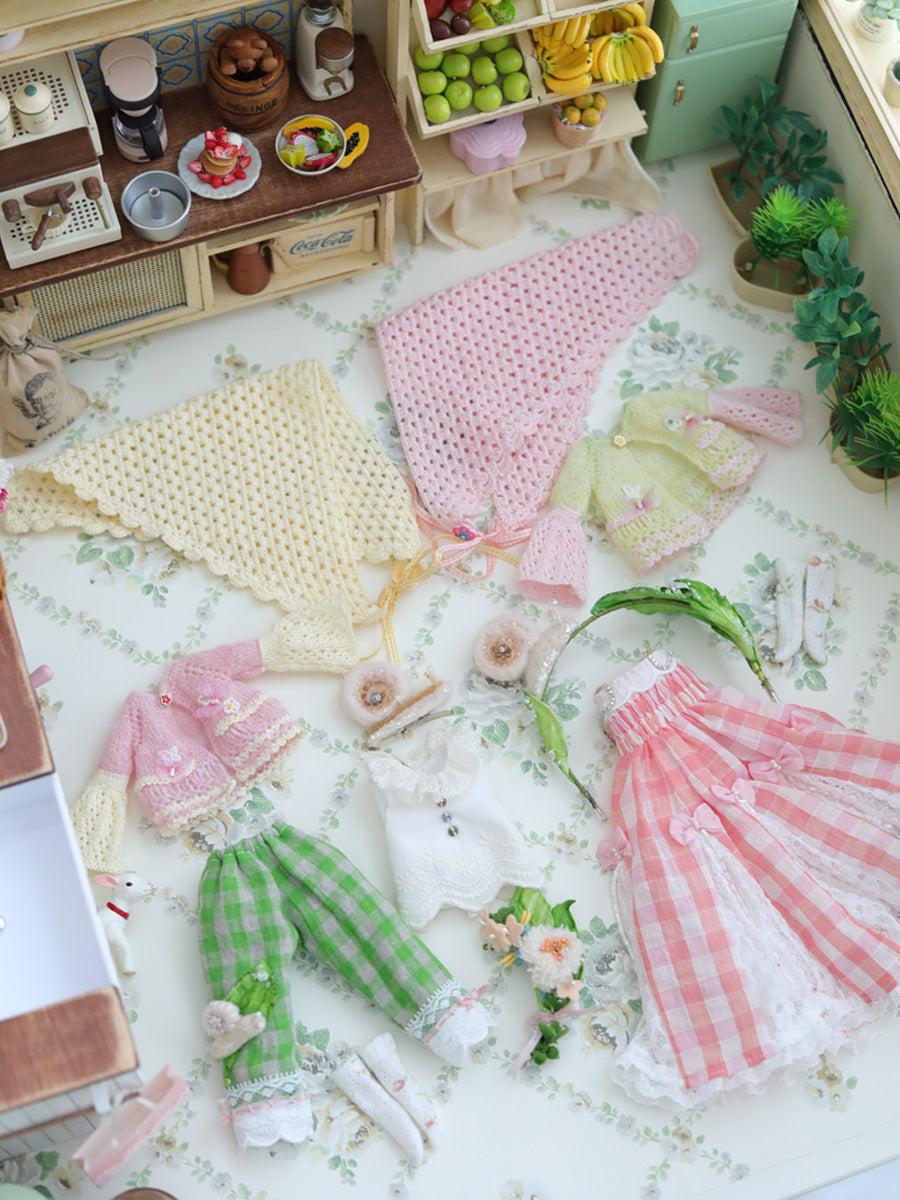 Handmade Outfit for Blythe/Pullip, Country Garden in Green and Pink