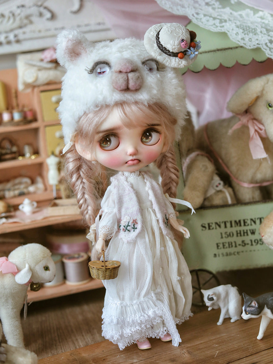 Handmade Outfit for Blythe/Pullip, French Alpaca Hat Dress Set