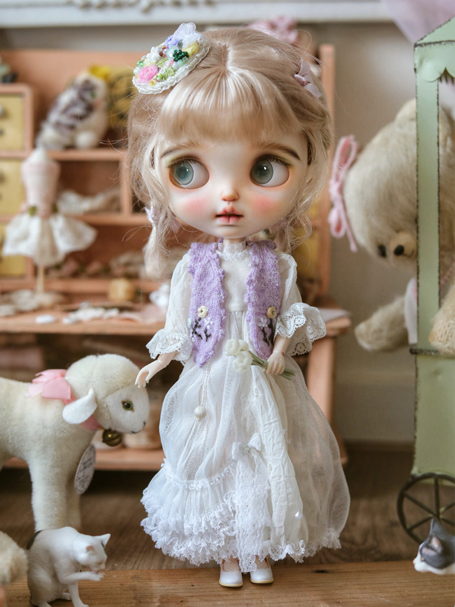Handmade Outfit for Blythe/Pullip, French Alpaca Hat Dress Set