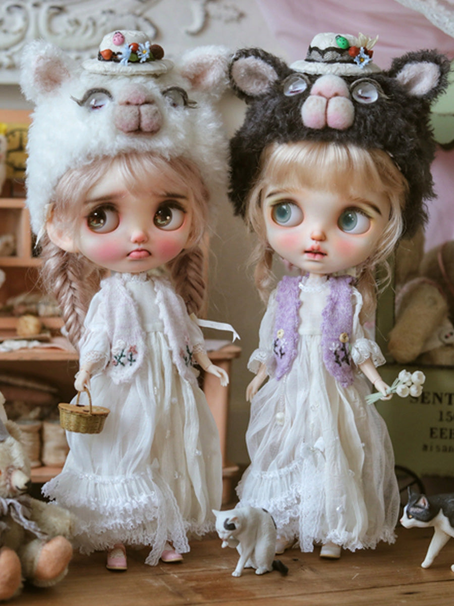 Handmade Outfit for Blythe/Pullip, French Alpaca Hat Dress Set