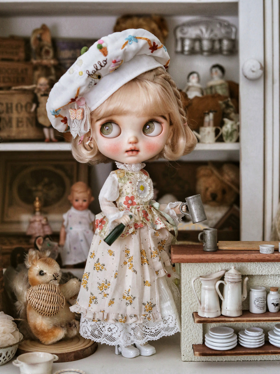 Handmade Outfit for Blythe/Pullip, Sweet Baker Dress Set with Embroidery