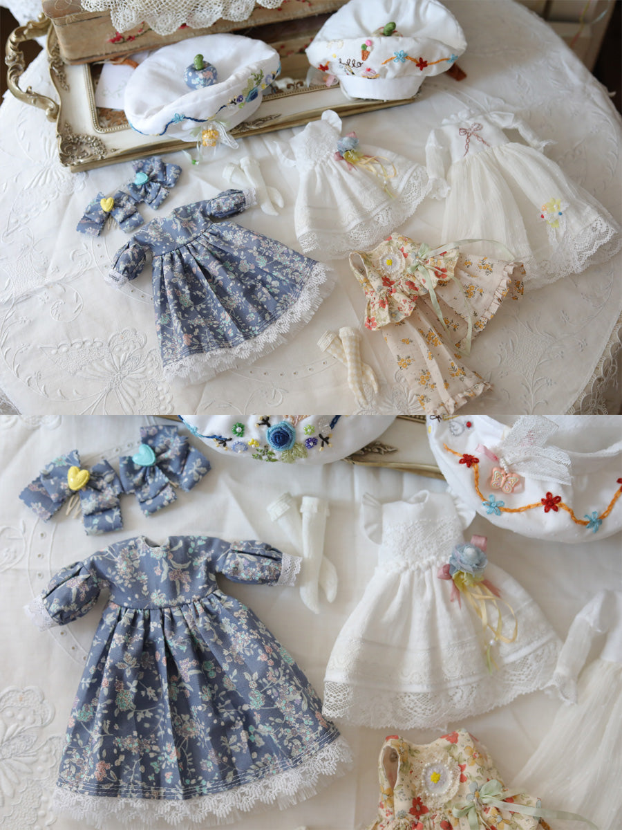 Handmade Outfit for Blythe/Pullip, Sweet Baker Dress Set with Embroidery