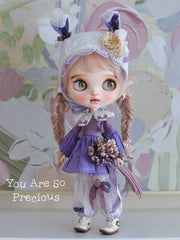 Handmade Outfit for Blythe/Pullip, Country Bunny Hat Pants Set in Purple