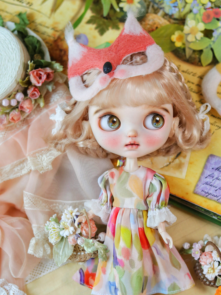 Handmade Outfit for Blythe/Pullip, Colorful Fox Mask Dress Set