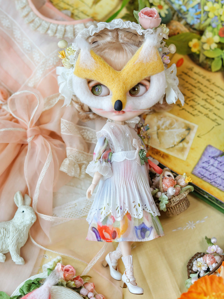 Handmade Outfit for Blythe/Pullip, Colorful Fox Mask Dress Set