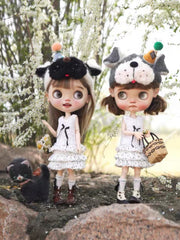 Puppy Sweater Tiered Dress Blythe Outfit Front View | ToastDoll