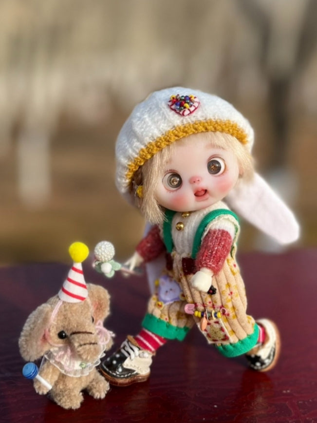 Bunny Ear Colorful Knit OB11 Colorblock Sweater Outfit | ToastDoll