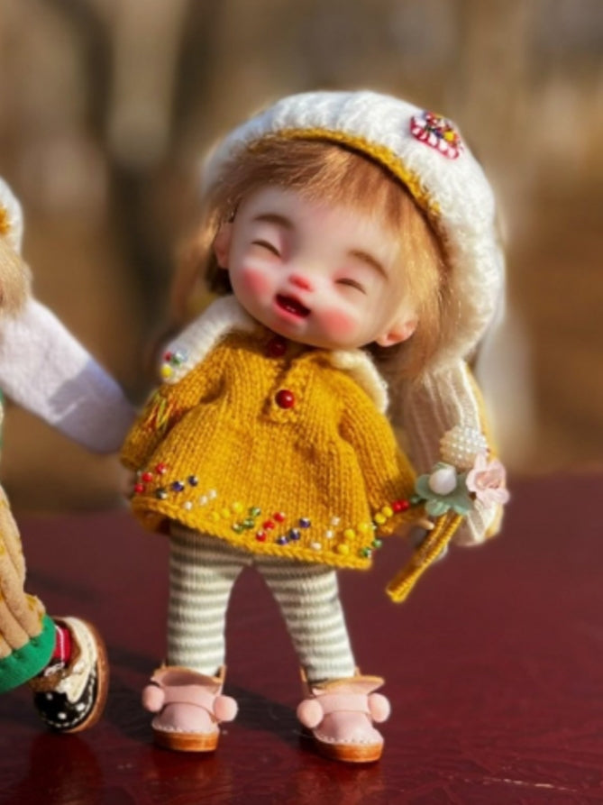 Bunny Ear Colorful Knit OB11 Rainbow  Sweater Outfit | ToastDoll