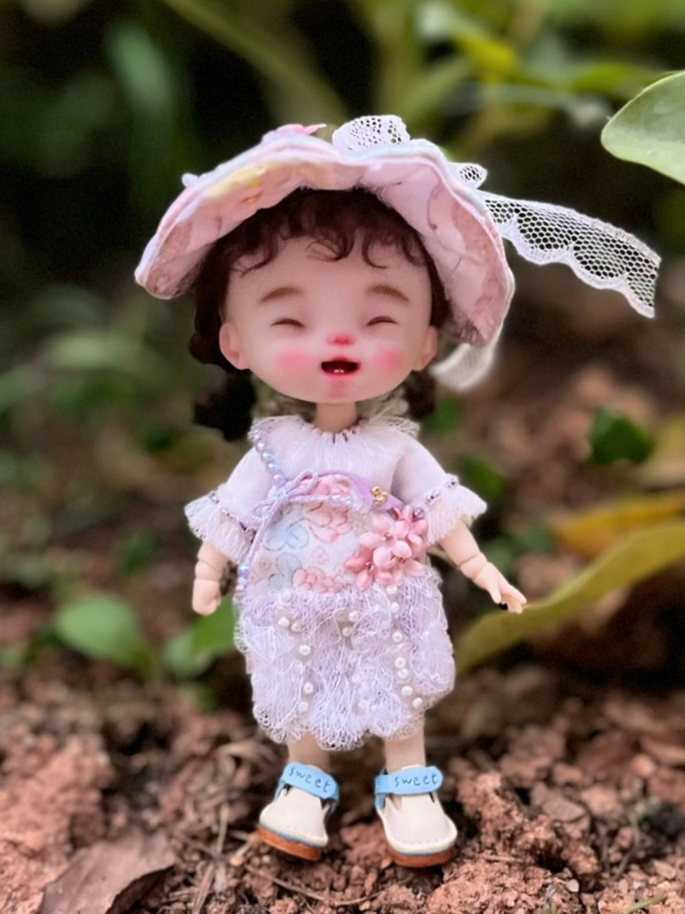 Lace Floral Pastel Beaded OB11 Medium-Purple Outfit | ToastDoll