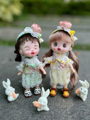 Lace Floral Pastel Beaded OB11 Outfit On Doll Display | ToastDoll