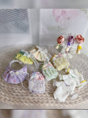 Lace Floral Pastel Beaded OB11 Outfit Flat Lay | ToastDoll
