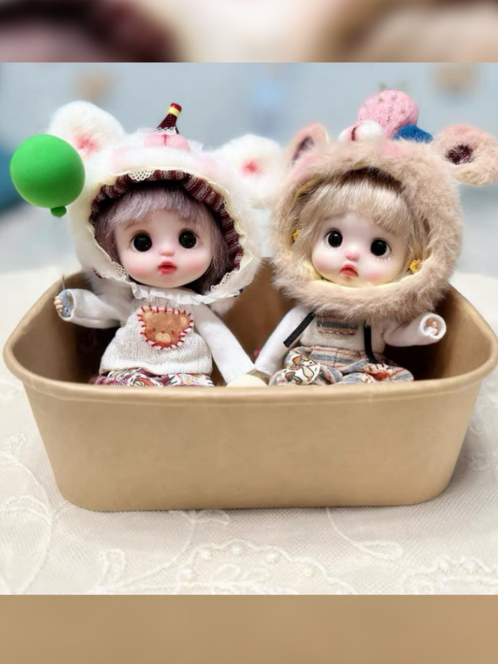 Plush Bear Hat Baggy Pants OB11 Outfit | ToastDoll