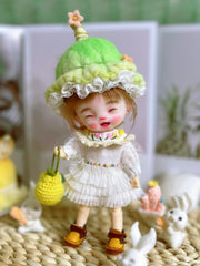 Candy Colored Knit Vest Dress OB11 Lawn-Green Outfit | ToastDoll