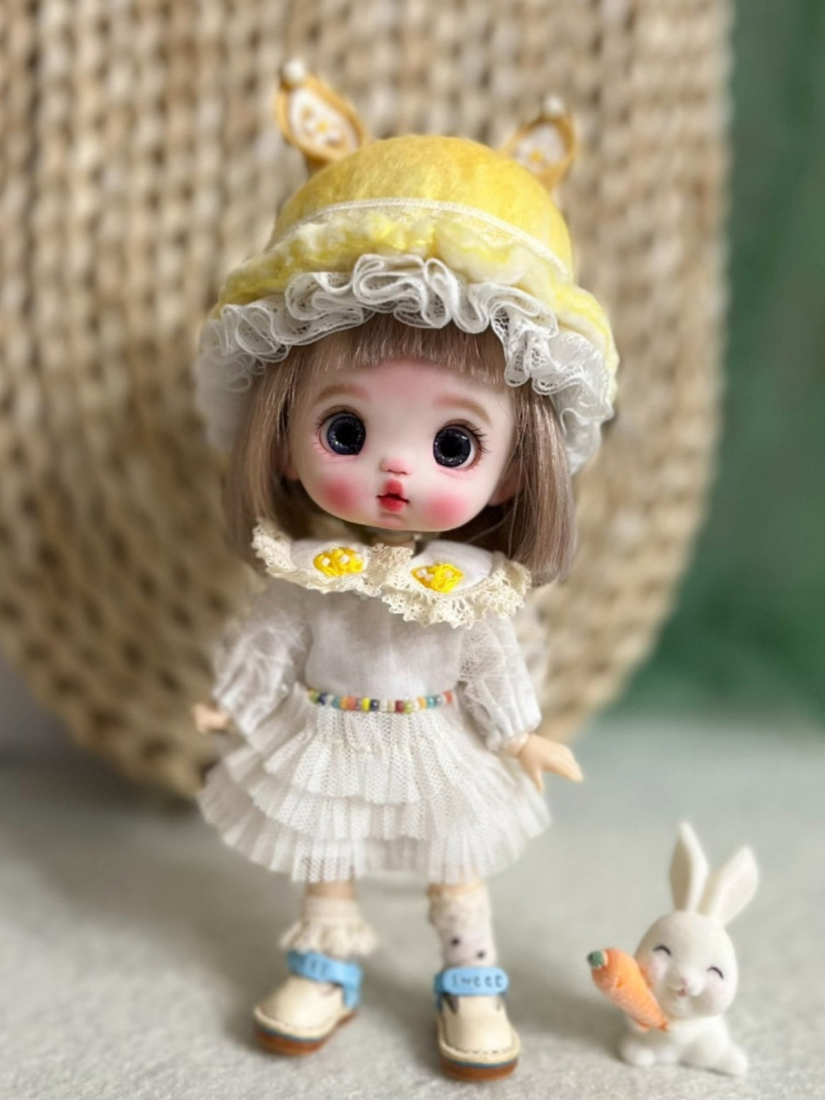 Candy Colored Knit Vest Dress OB11 Yellow Outfit | ToastDoll