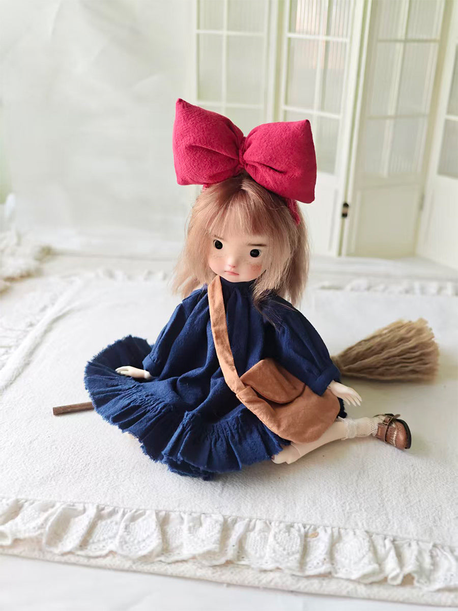 Red Bow Witch BJD Outfit Sitting Pose | ToastDoll
