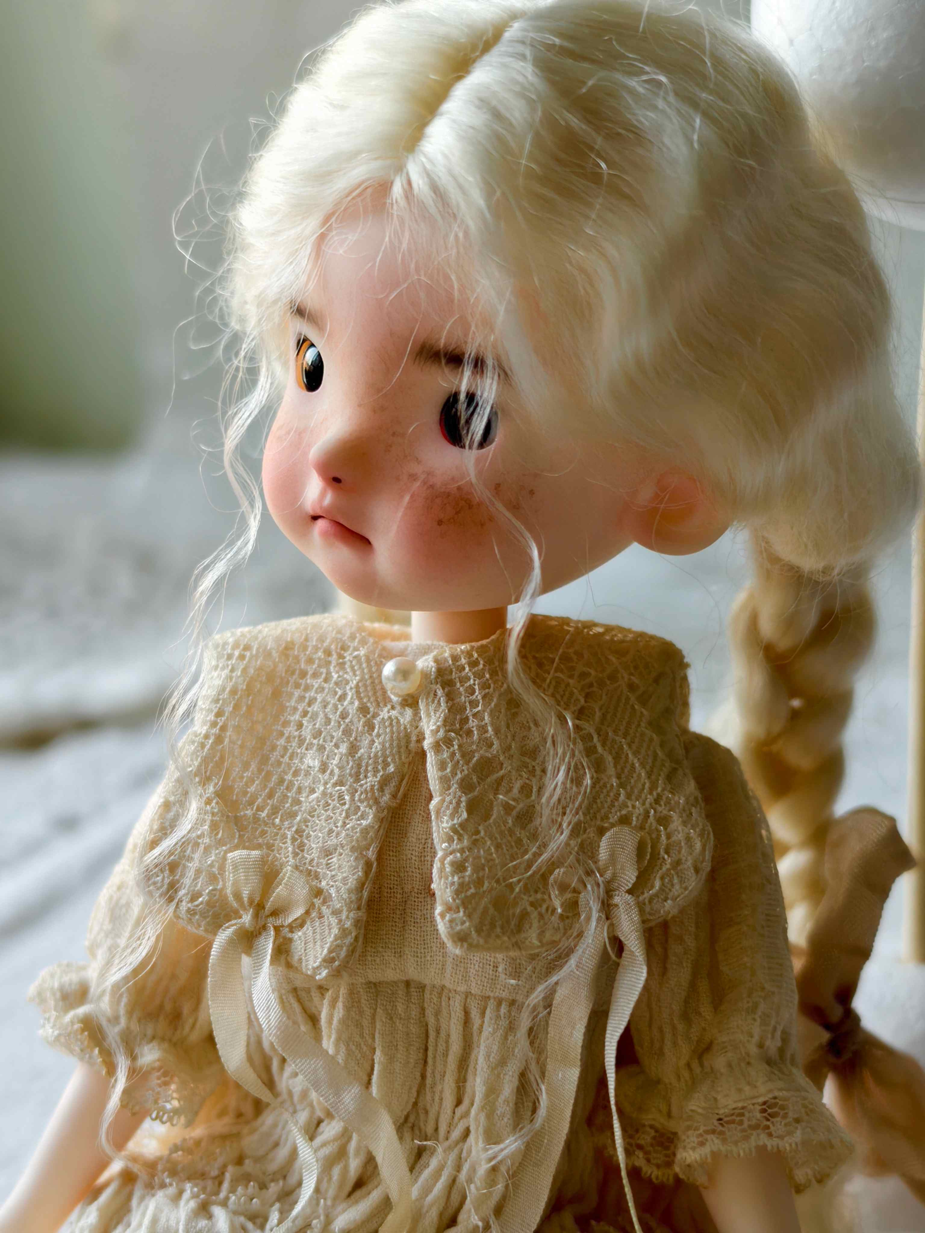 Twin Tails Wig Handmade 1/6 BJD Wig Side View | ToastDoll