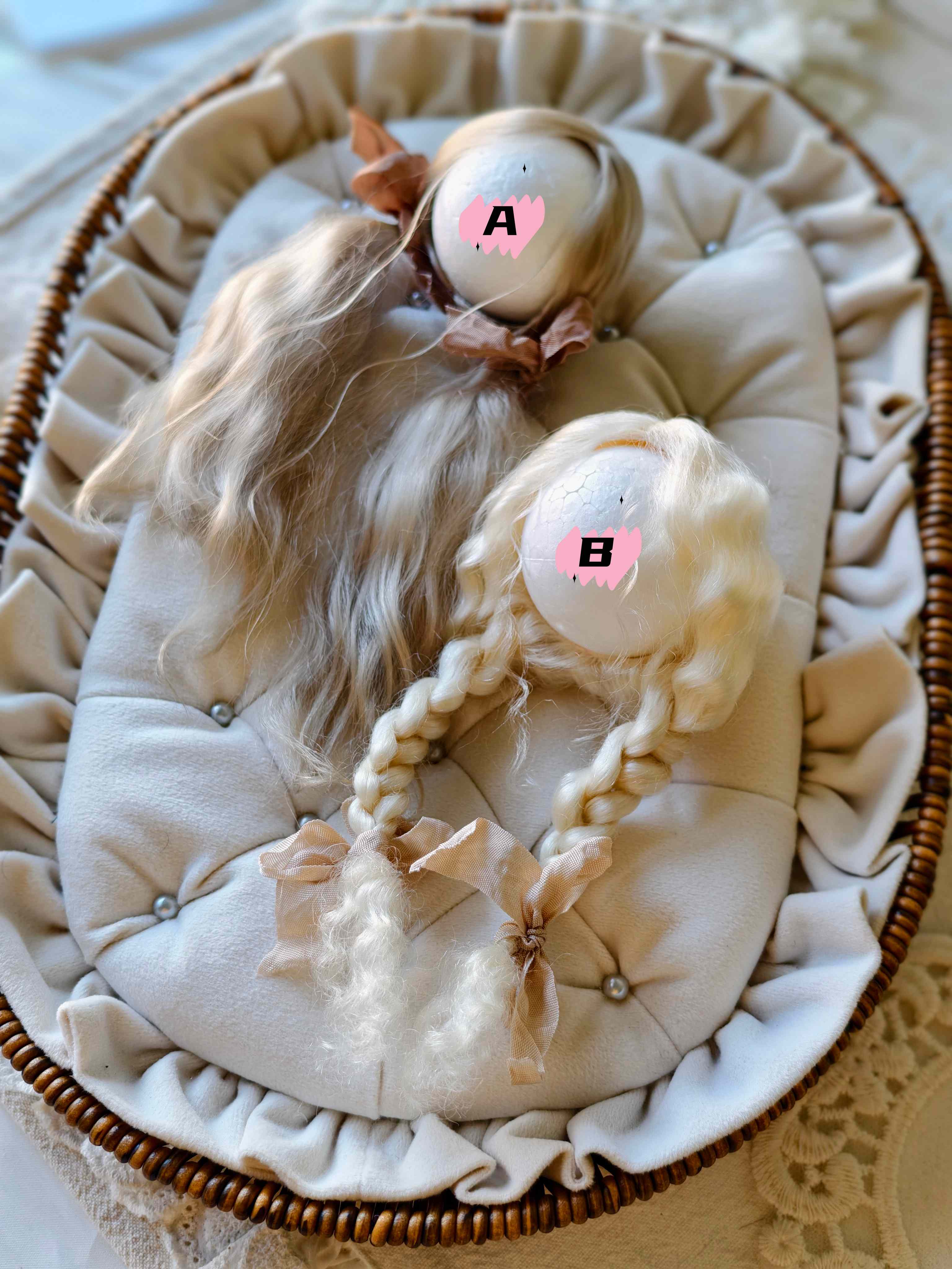 Twin Tails Wig Handmade 1/6 BJD Wig Flat Lay | ToastDoll