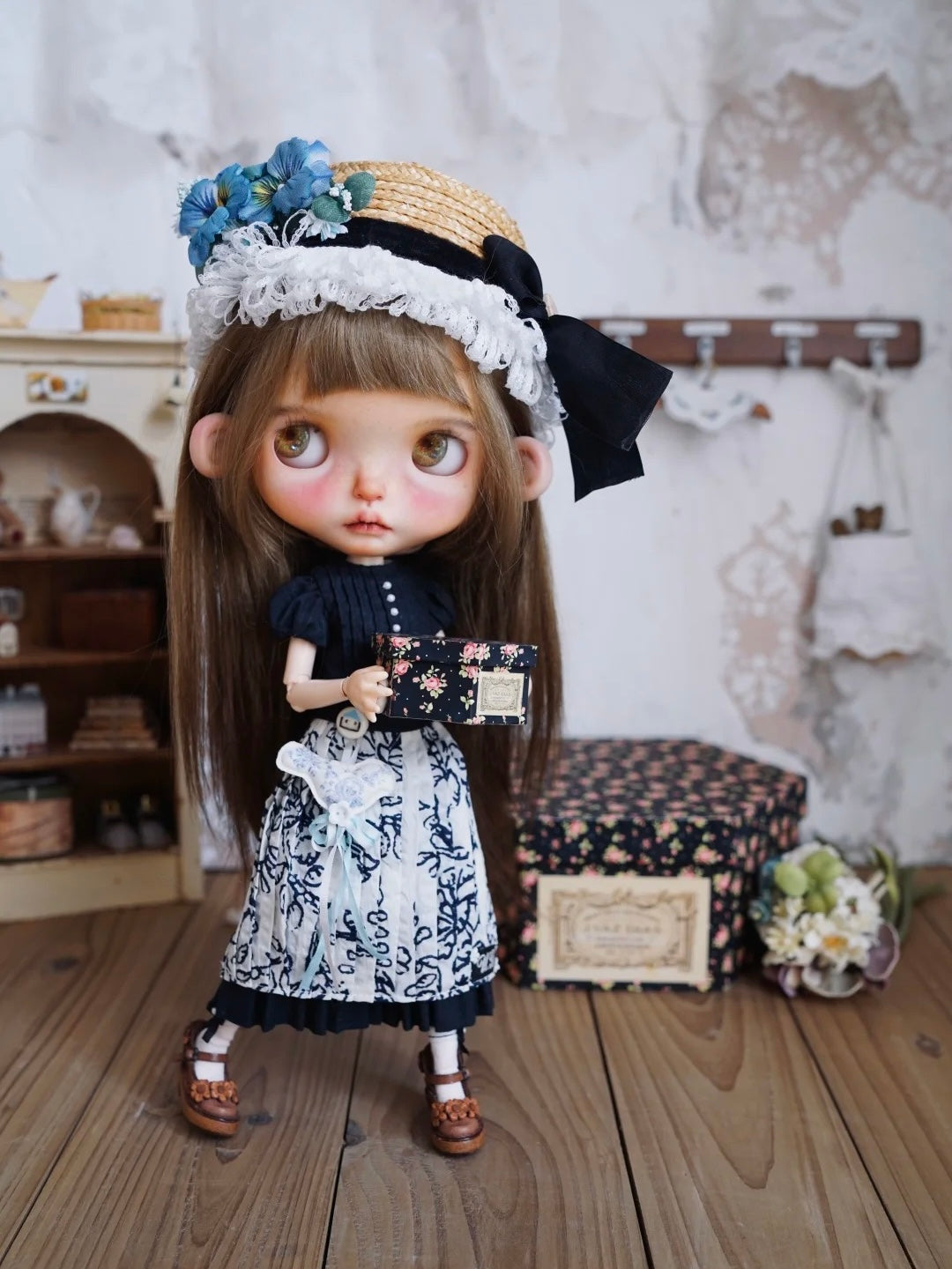 Pansy Embroidered Blythe BJD Set - Handmade Doll Clothes-ToastDoll