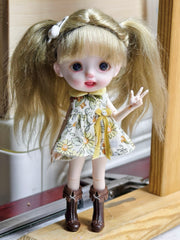 Fold Over Leather Blythe OB11 Boots On Doll Display | ToastDoll