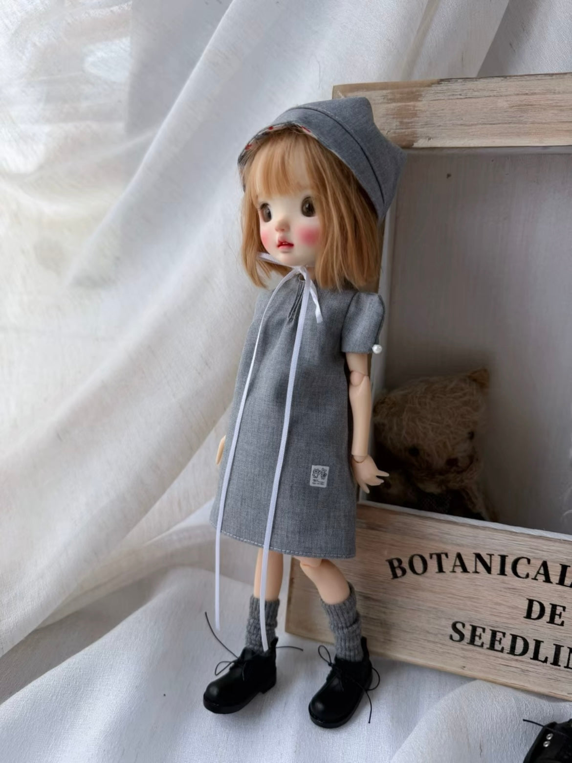 Casual Dress Hat BJD Set - Handmade Doll Clothes - ToastDoll
